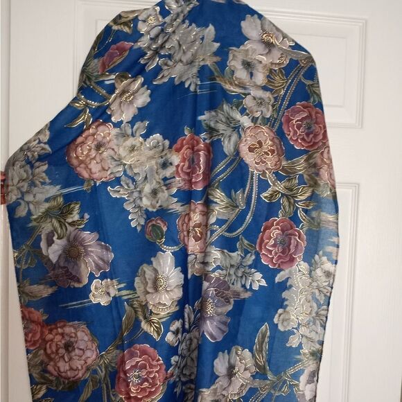 LULLA COLLECTION by BINDYA Blue FloralPrint Women's Scarf 100%Viscose NWT 70"×27 - Picture 1 of 8
